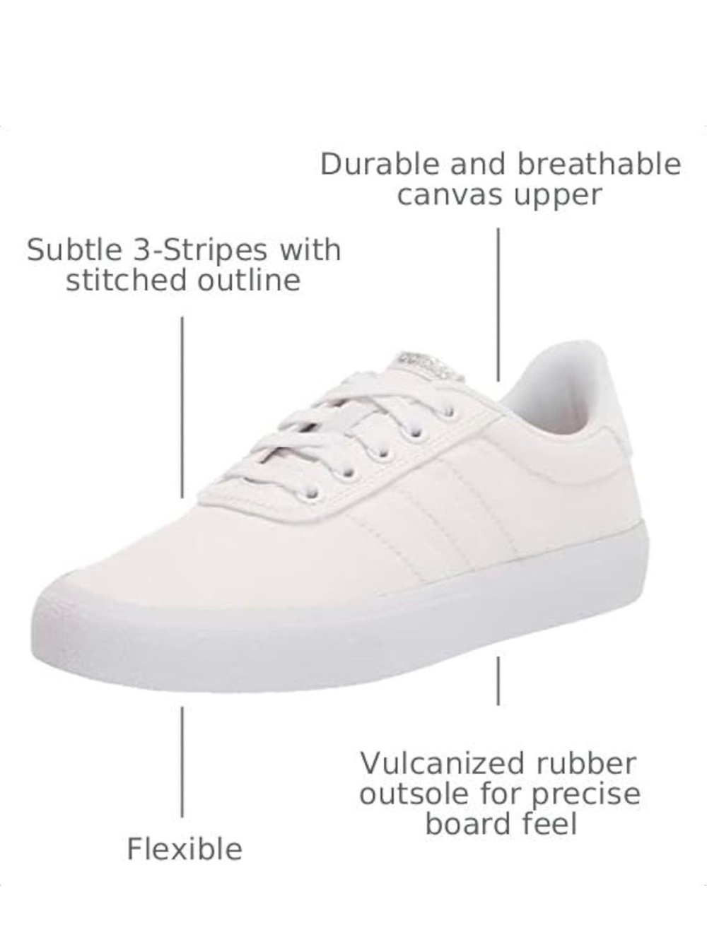 Women's adidas Vulc raid3r White Canvas Low-Top Sneaker - Picture 3 of 3